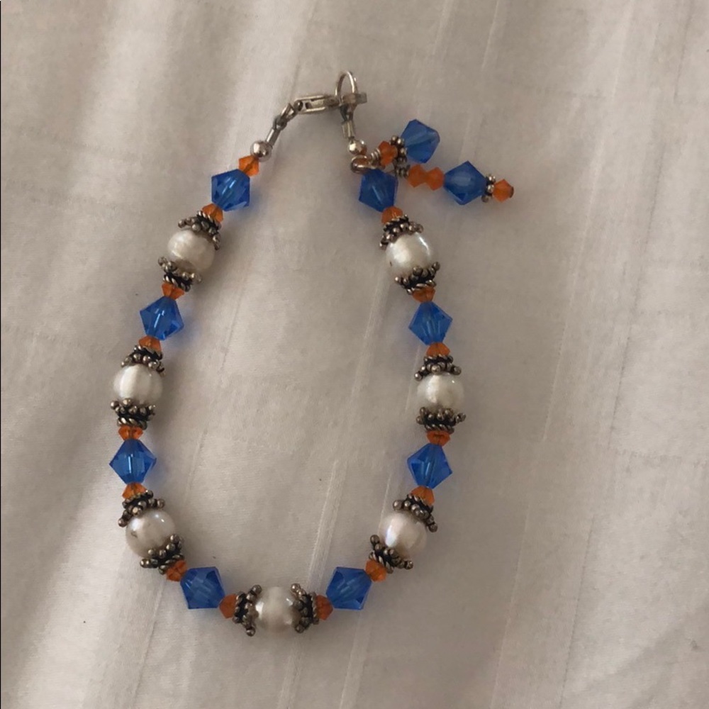 Orange and Blue Beaded Bracelet